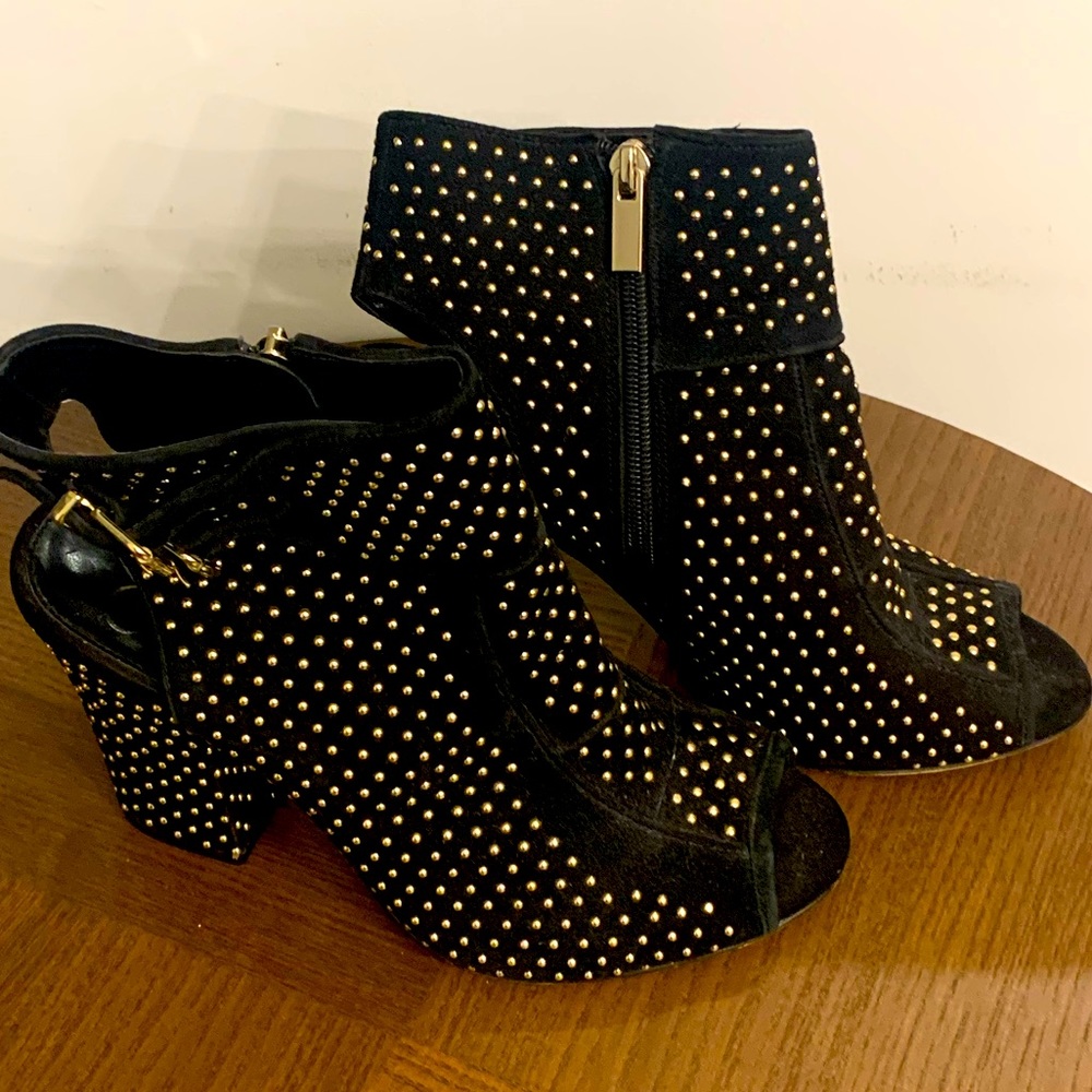 Jessica Simpson Gold Studded Heeled Bootie, Size 8
